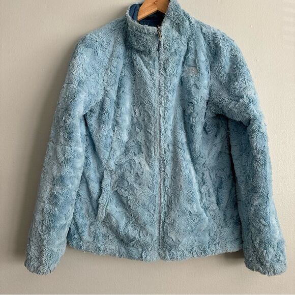 The North Face Jacket Womens Small Blue Reversible Puffer Fleece Faux Fur - Picture 4 of 12